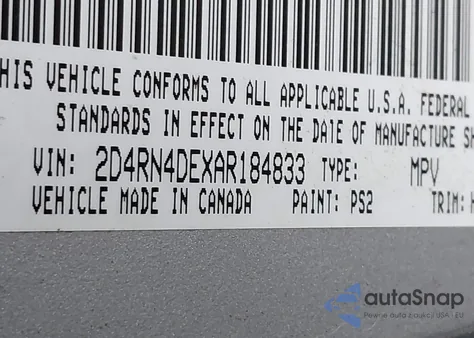 2010 Dodge Grand Caravan Se из США, поврежденный, VIN 2D4RN4DEXAR184833